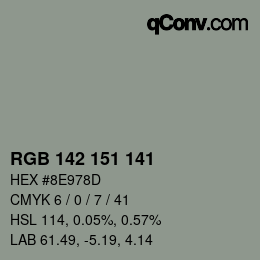 Color code: RGB 142 151 141 | qconv.com