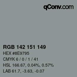 カラーコード: RGB 142 151 149 | qconv.com