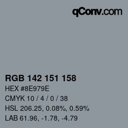 カラーコード: RGB 142 151 158 | qconv.com