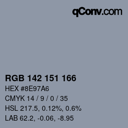 Color code: RGB 142 151 166 | qconv.com