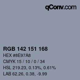Código de color: RGB 142 151 168 | qconv.com