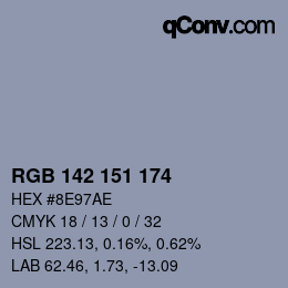 Color code: RGB 142 151 174 | qconv.com