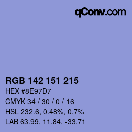 Color code: RGB 142 151 215 | qconv.com