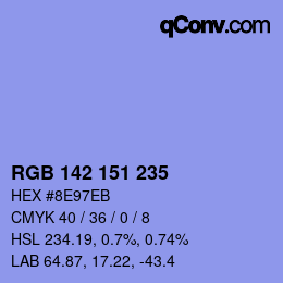 カラーコード: RGB 142 151 235 | qconv.com