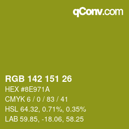 Color code: RGB 142 151 26 | qconv.com