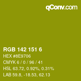 Color code: RGB 142 151 6 | qconv.com