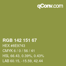 カラーコード: RGB 142 151 67 | qconv.com