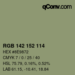 カラーコード: RGB 142 152 114 | qconv.com
