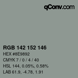 Color code: RGB 142 152 146 | qconv.com