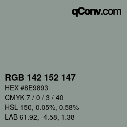 Color code: RGB 142 152 147 | qconv.com