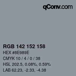カラーコード: RGB 142 152 158 | qconv.com