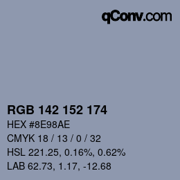 Color code: RGB 142 152 174 | qconv.com