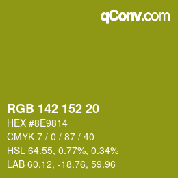 カラーコード: RGB 142 152 20 | qconv.com