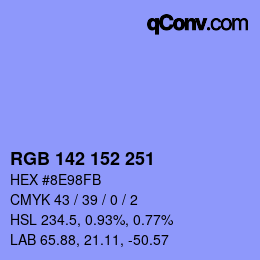カラーコード: RGB 142 152 251 | qconv.com