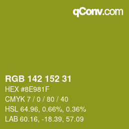 Color code: RGB 142 152 31 | qconv.com