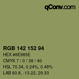 Color code: RGB 142 152 94 | qconv.com