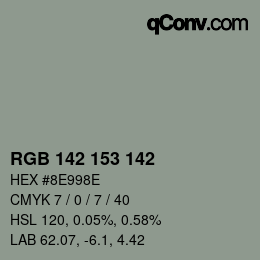 Color code: RGB 142 153 142 | qconv.com