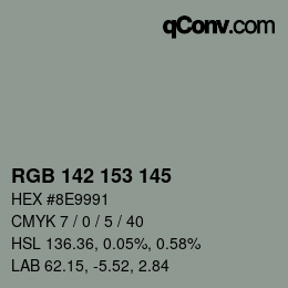 Color code: RGB 142 153 145 | qconv.com