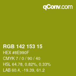 Color code: RGB 142 153 15 | qconv.com