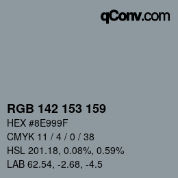 Color code: RGB 142 153 159 | qconv.com