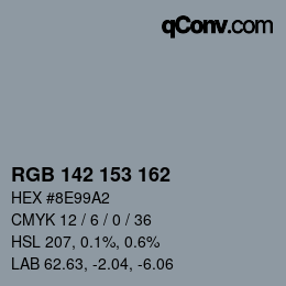 カラーコード: RGB 142 153 162 | qconv.com