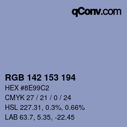 Color code: RGB 142 153 194 | qconv.com