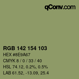 Color code: RGB 142 154 103 | qconv.com