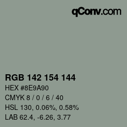 カラーコード: RGB 142 154 144 | qconv.com