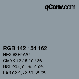 Color code: RGB 142 154 162 | qconv.com