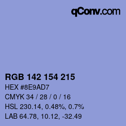 Color code: RGB 142 154 215 | qconv.com