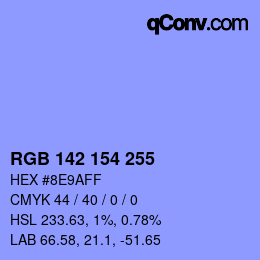Color code: RGB 142 154 255 | qconv.com