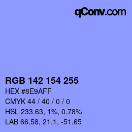 Color code: RGB 142 154 255 | qconv.com