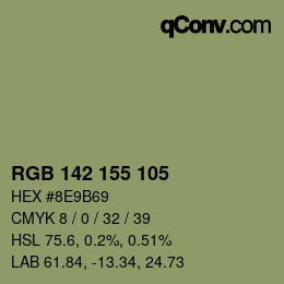 颜色代码: RGB 142 155 105 | qconv.com