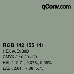 颜色代码: RGB 142 155 141 | qconv.com