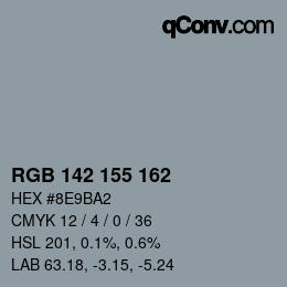 Color code: RGB 142 155 162 | qconv.com