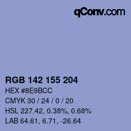 カラーコード: RGB 142 155 204 | qconv.com