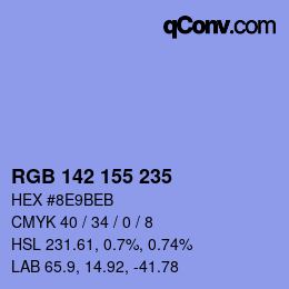 Color code: RGB 142 155 235 | qconv.com