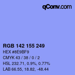 Color code: RGB 142 155 249 | qconv.com