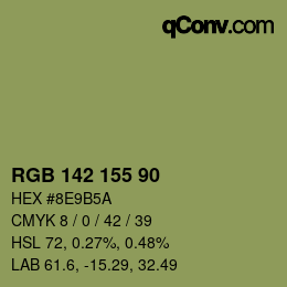 Farbcode: RGB 142 155 90 | qconv.com