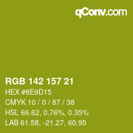 Color code: RGB 142 157 21 | qconv.com