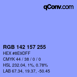 Color code: RGB 142 157 255 | qconv.com