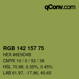 Color code: RGB 142 157 75 | qconv.com