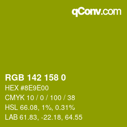 Color code: RGB 142 158 0 | qconv.com