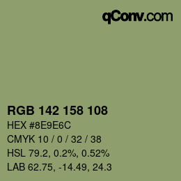 颜色代码: RGB 142 158 108 | qconv.com