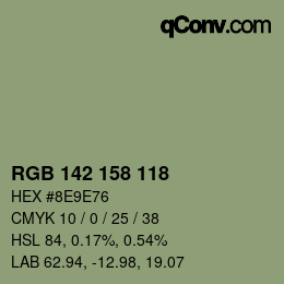 颜色代码: RGB 142 158 118 | qconv.com