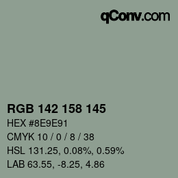 カラーコード: RGB 142 158 145 | qconv.com