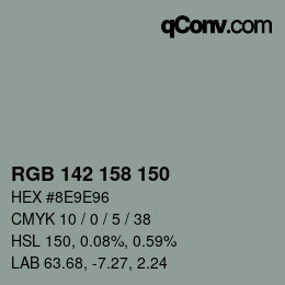 カラーコード: RGB 142 158 150 | qconv.com