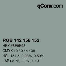 Color code: RGB 142 158 152 | qconv.com