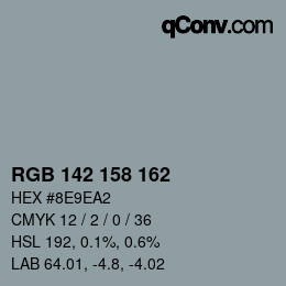カラーコード: RGB 142 158 162 | qconv.com