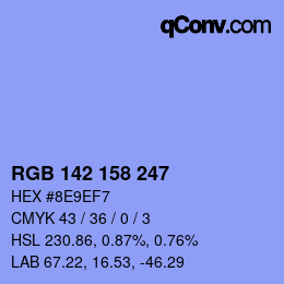 Color code: RGB 142 158 247 | qconv.com